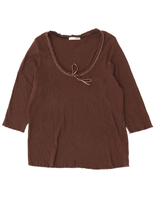 Marks & Spencer Haut à manches 3/4 pour femme UK 16 Large Marron Coton