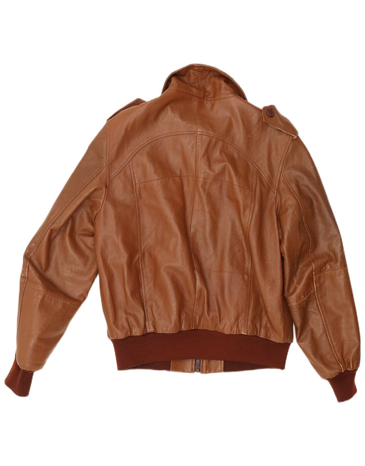 VINTAGE Veste en cuir militaire pour hommes UK 40 Grand cuir brun