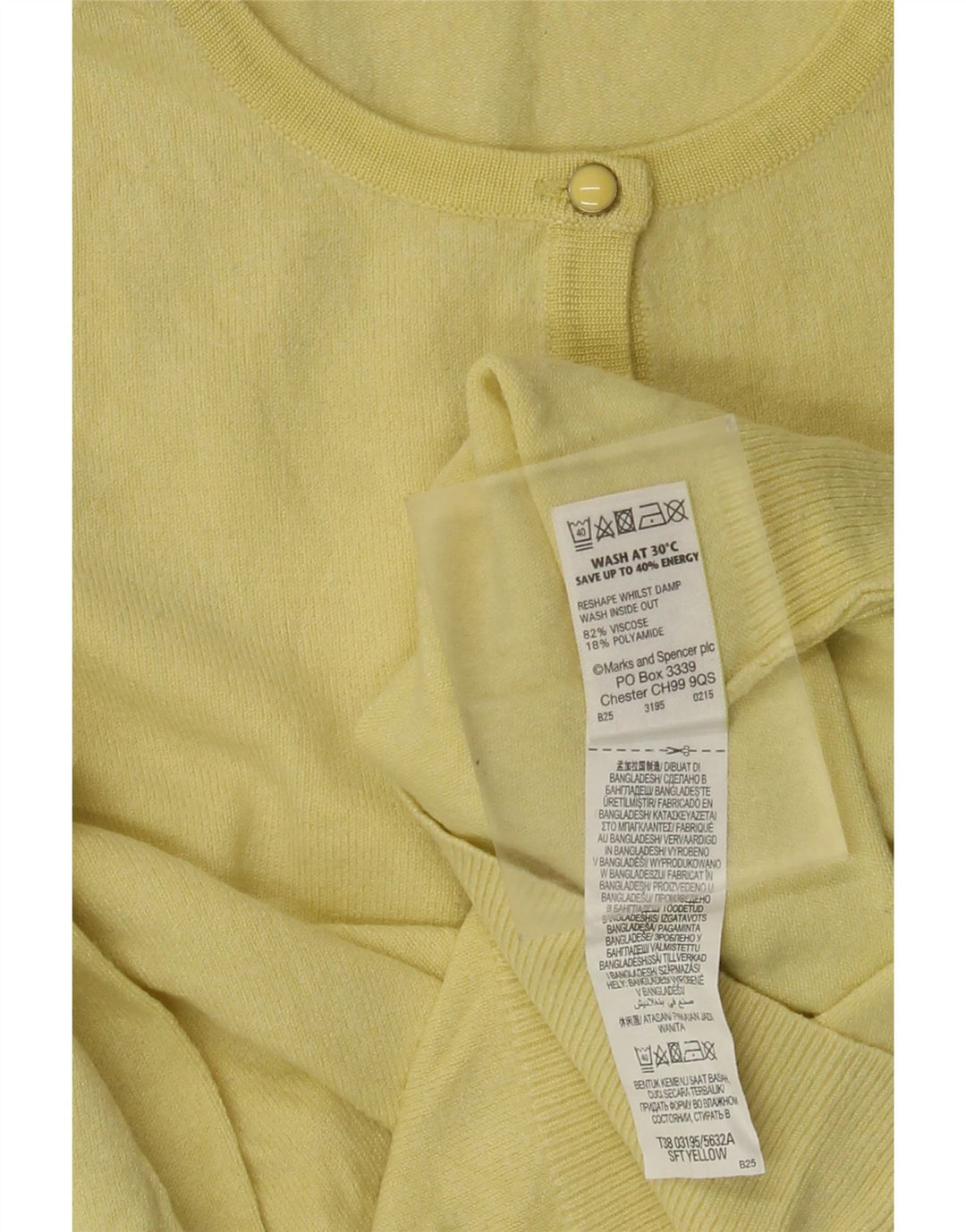 Marks & Spencer Pull Cardigan Femme UK 8 Petit Viscose Jaune