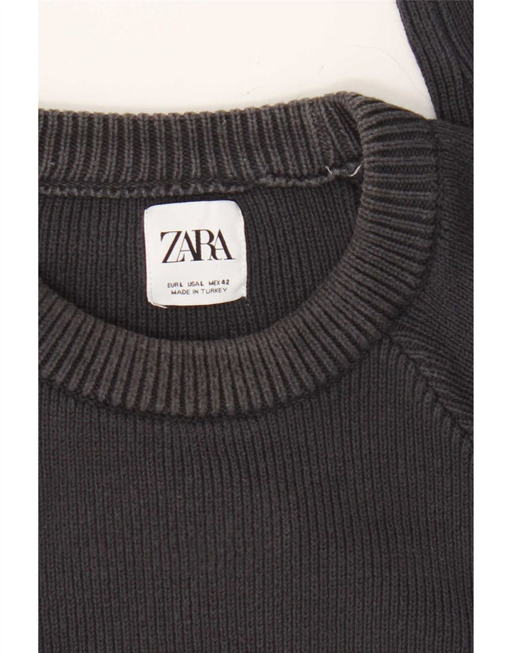 Zara Pull ras du cou pour homme, grand, bleu marine