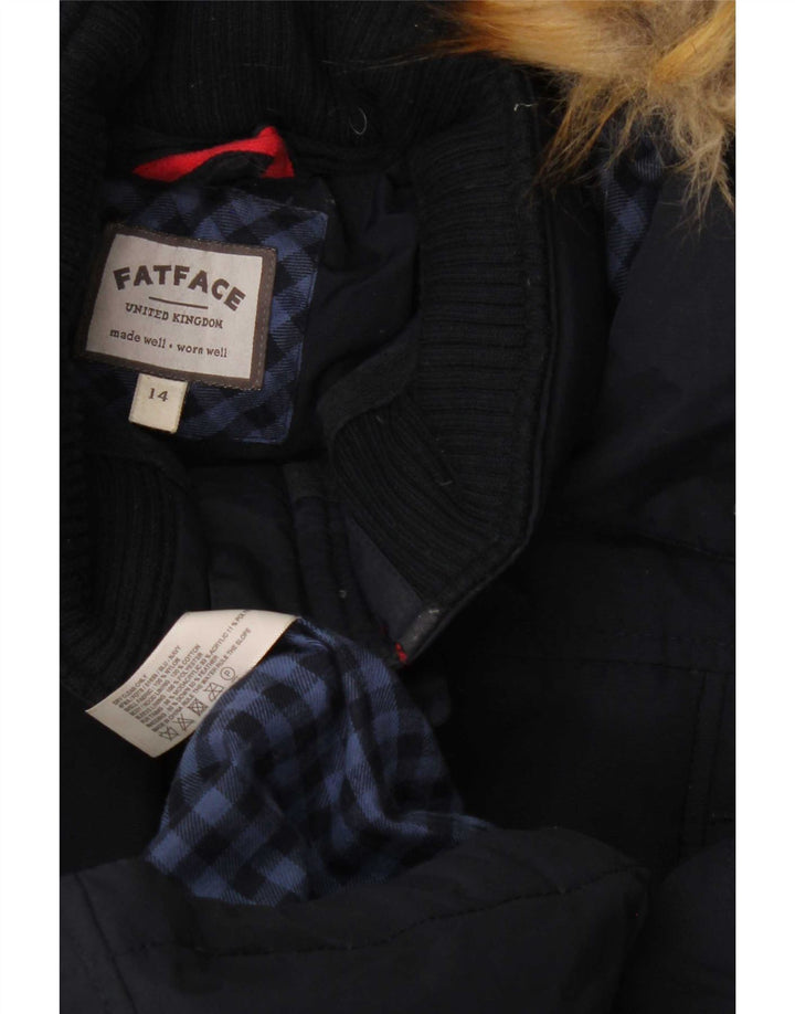 Fat Face Manteau rembourré à capuche pour femme UK 14 Medium Bleu marine Nylon