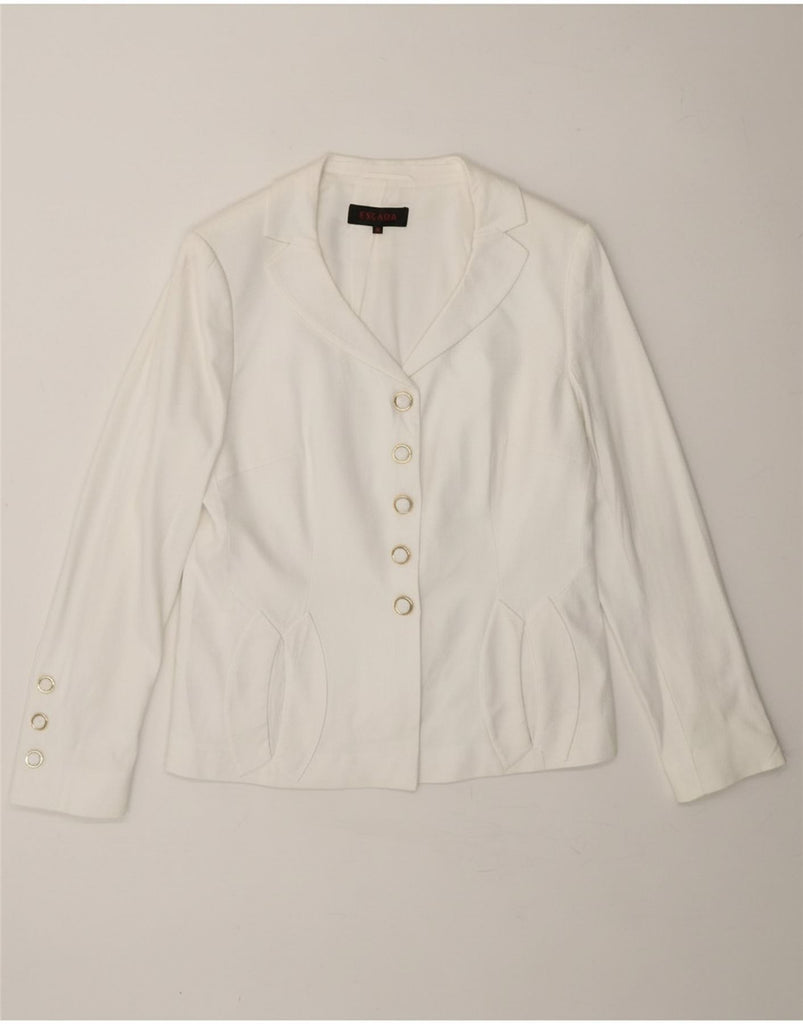 ESCADA Womens 5 Button Blazer Jacket EU 40 Medium White Cotton Vintage Escada and Second-Hand Escada from Messina Hembry 