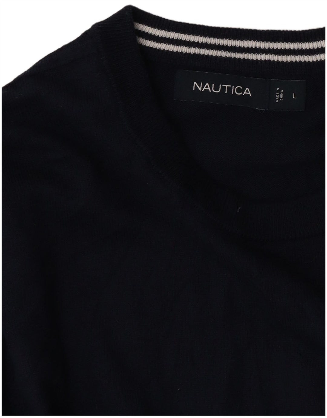 Nautica Pull à col rond pour homme Bleu marine Taille L