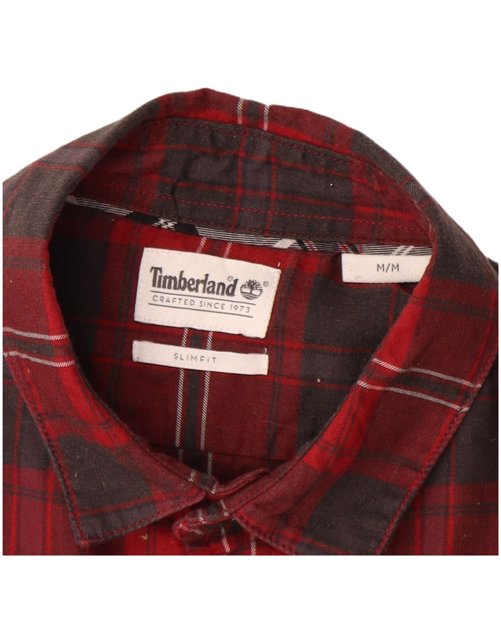 Timberland Chemise Slim Fit en Flanelle Homme Rouge Moyen à Carreaux en Coton