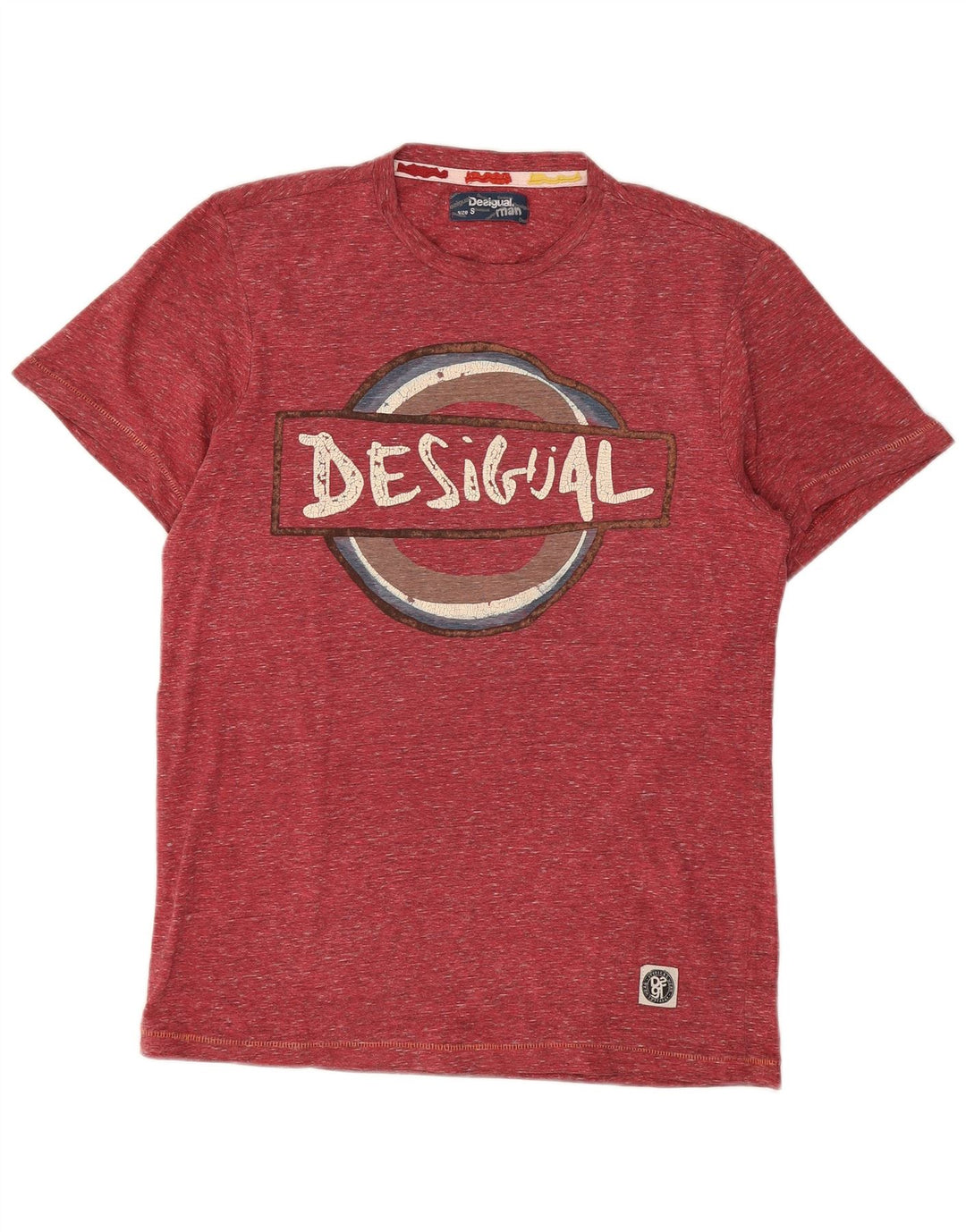 Desigual T-Shirt Graphique Homme Petit Bordeaux Moucheté