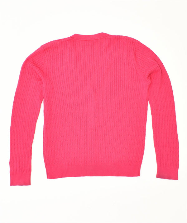 CREW CLOTHING Pull Cardigan Femme UK 14 Grand Coton Rose