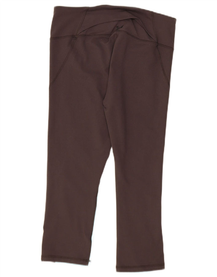 UNDER ARMOUR Womens Capri Leggings UK 14 Large Brown Colourblock Polyester