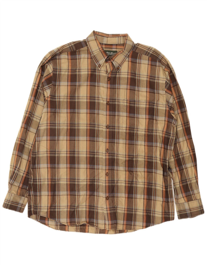 EDDIE BAUER Chemise décontractée en flanelle pour homme en coton à carreaux marron