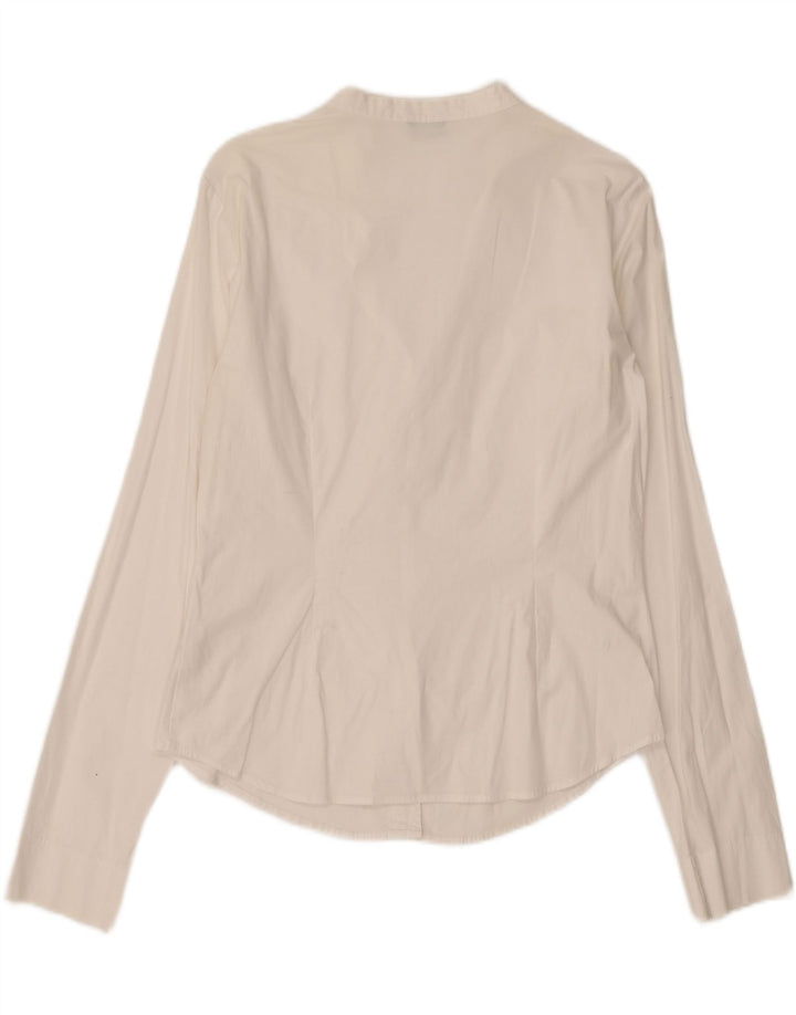 BENETTON Womens Shirt Blouse UK 12 Medium White Cotton