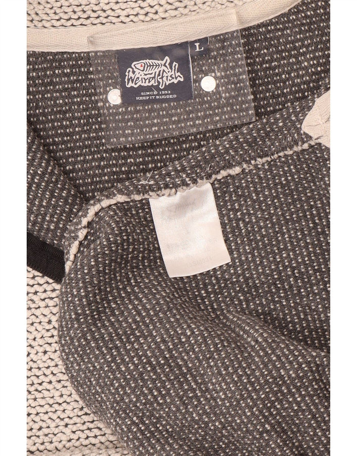 WEIRD FISH Sweat-shirt à col zippé pour homme en coton gris Taille L