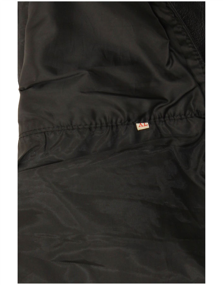 VINTAGE Gilet en Cuir Homme XL Noir