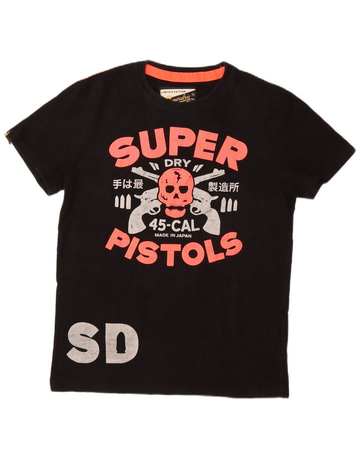 SUPERDRY T-Shirt Graphique Homme Haut Large Noir Coton