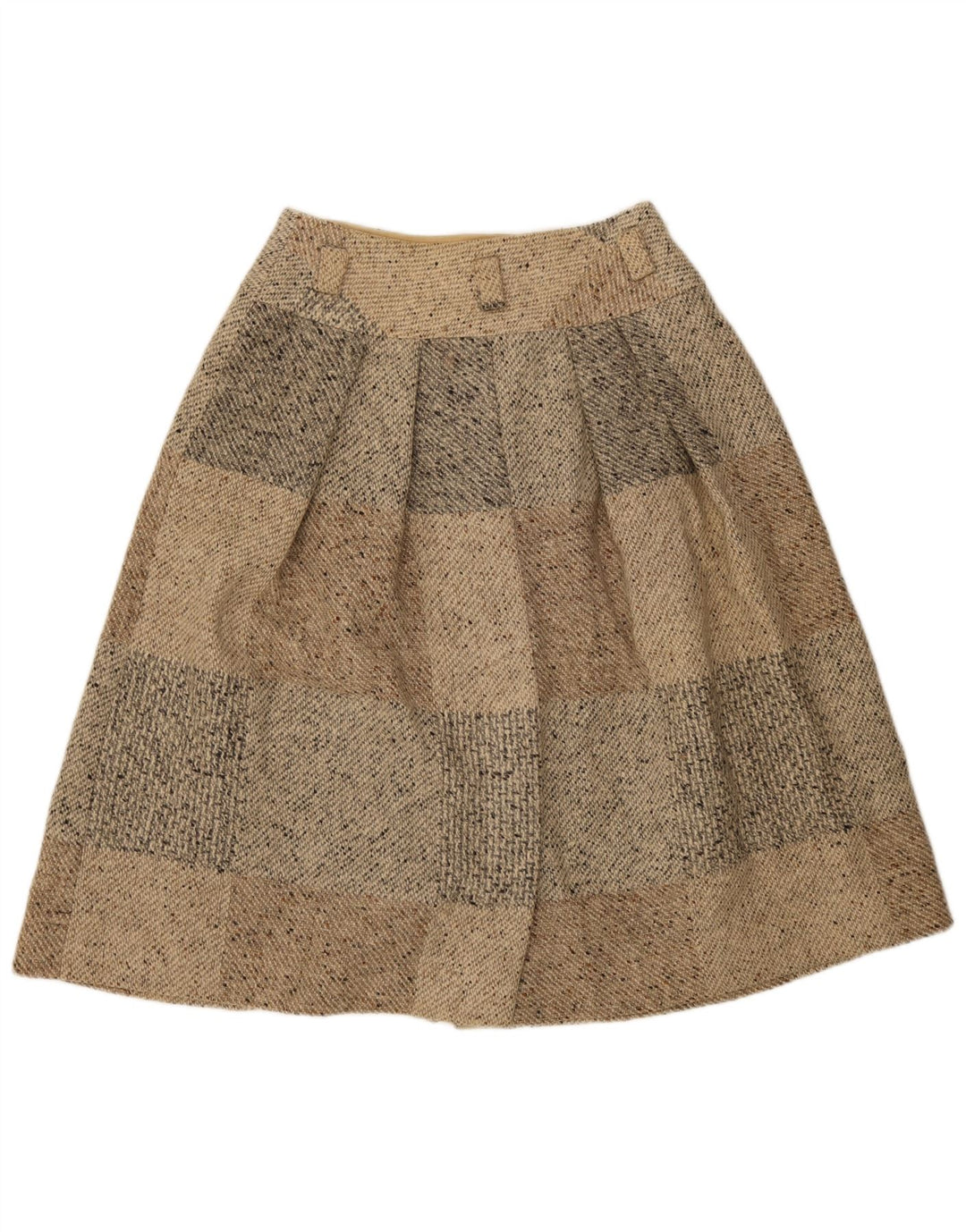 Jupe Midi Femme Seventy IT 46 Large W30 Beige Patchwork Laine Vierge