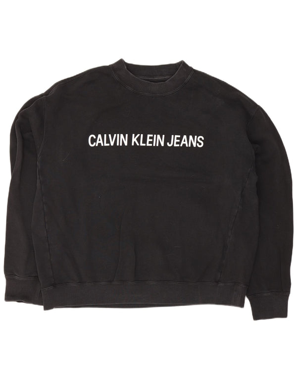 Calvin Klein Jeans Sweat-shirt graphique pour femme UK 22 3XL Noir Coton