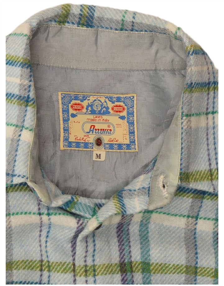 vintage Mens Lumberjack Flanelle Chemise Moyen Bleu Check