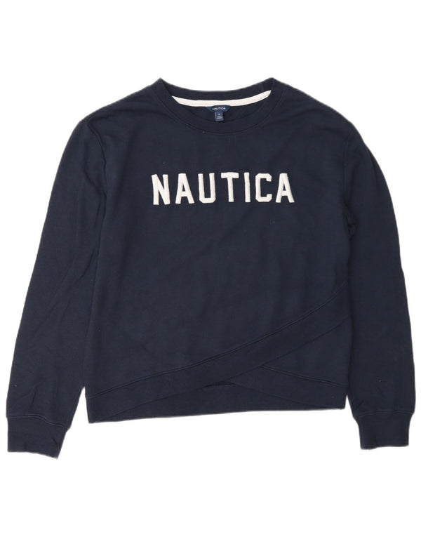 Nautica Sweat-shirt surdimensionné graphique pour femme UK 10 Small Bleu marine