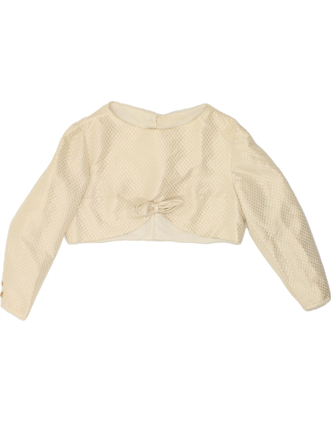 VINTAGE Womens 3/4 Sleeve Crop Blouse Top UK 12 Medium Off White Vintage Vintage and Second-Hand Vintage from Messina Hembry 