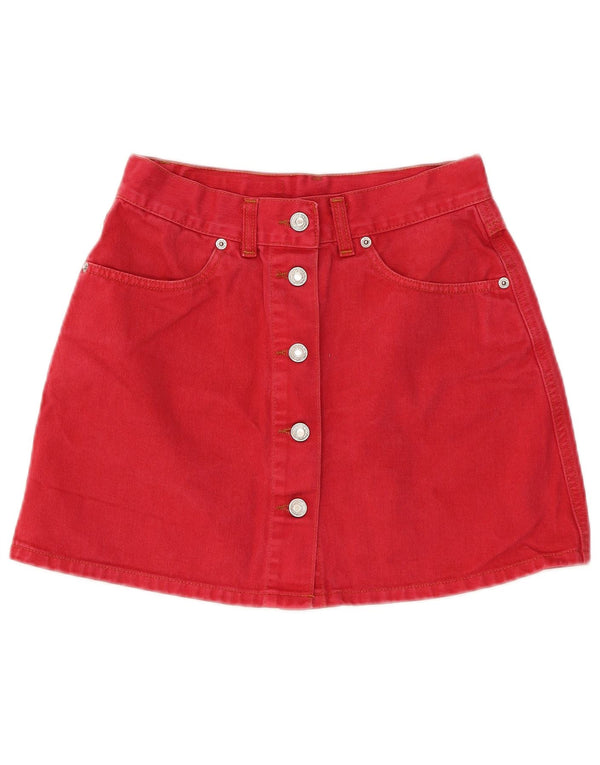 Benetton Femme Mini Jupe En Jean IT 44 Moyen W26 Coton Rouge