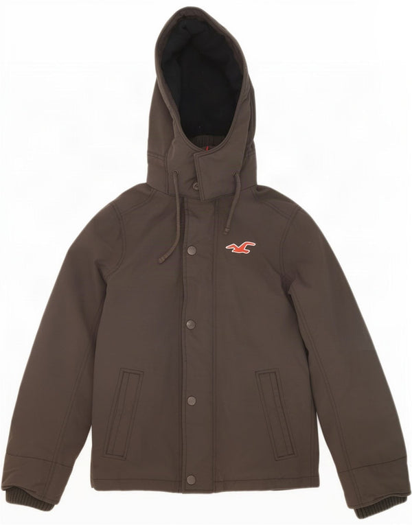 Hollister Veste coupe-vent à capuche pour homme UK 36 Small Gris Nylon
