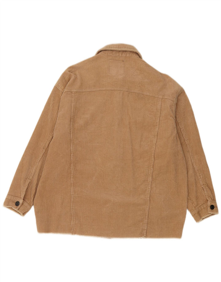 Zara Veste surdimensionnée en velours côtelé pour femme UK 10 Petit coton marron
