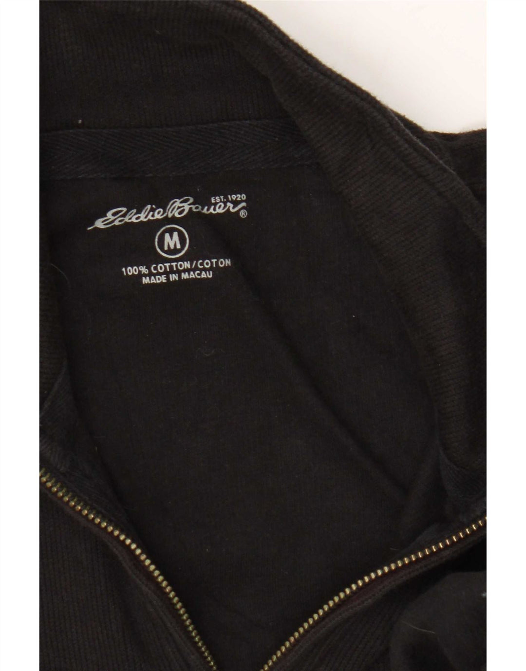 Eddie Bauer Pull à col zippé pour homme en coton noir moyen