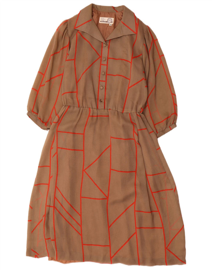 EXCLUSIF Robe trapèze à manches longues pour femme EU 40 Marron moyen géométrique