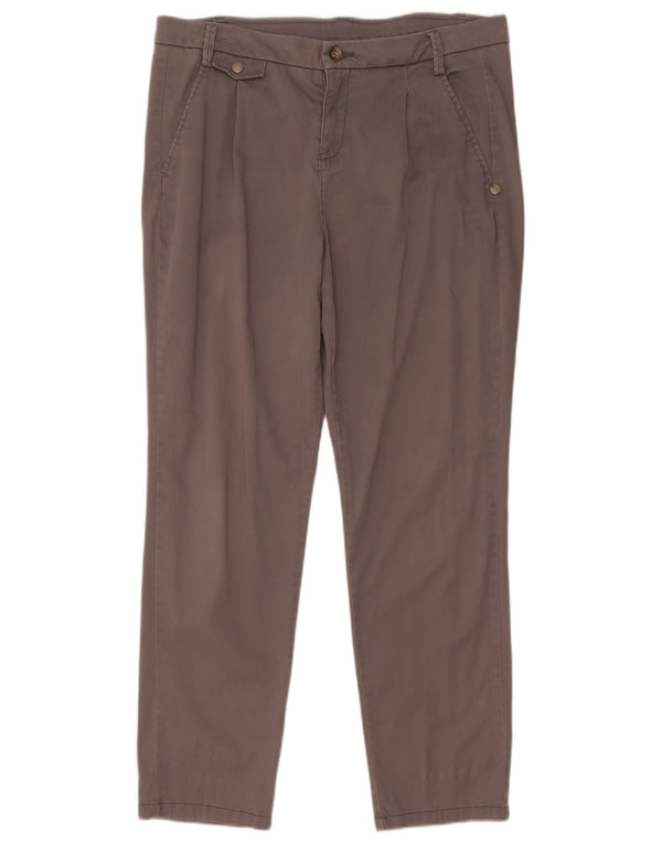 Benetton Pantalon Chino Slim Femme UK 12 Moyen W34 L28 Gris Coton