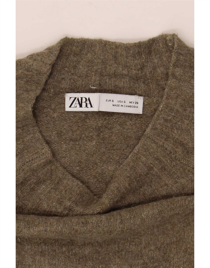 Zara Pull surdimensionné à col roulé pour femme UK 10 Petit Vert