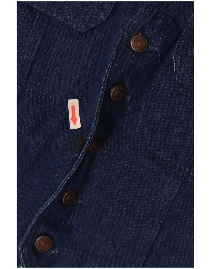 vintage Mens Denim Gilet Moyen Bleu Coton