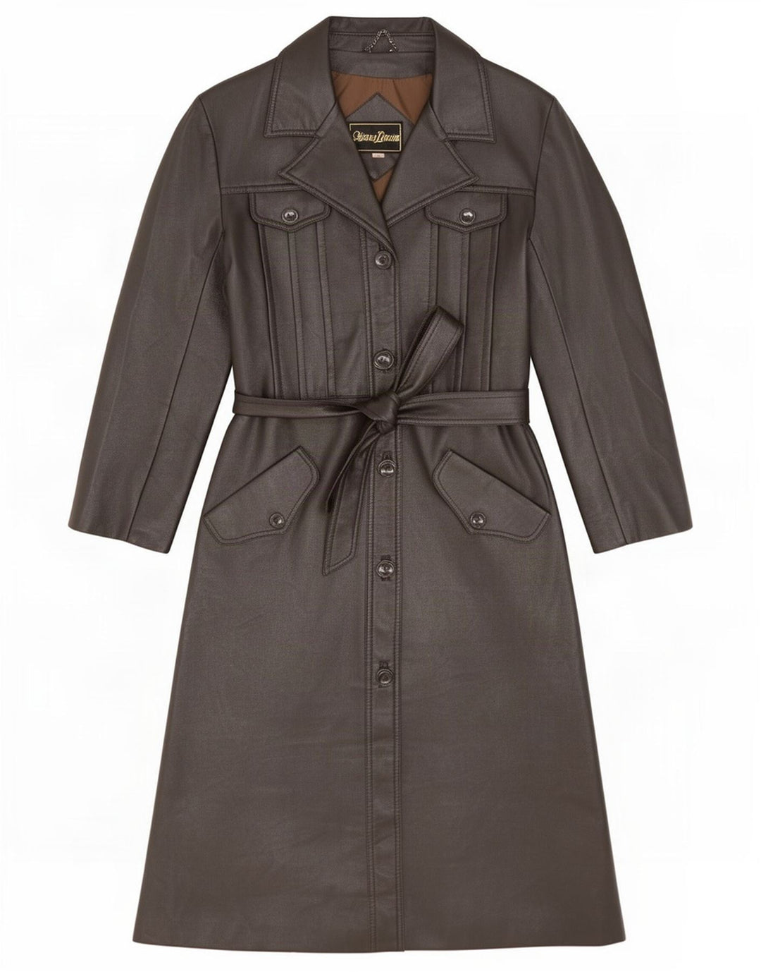 manteau en cuir femme vintage UK 12 Brun moyen