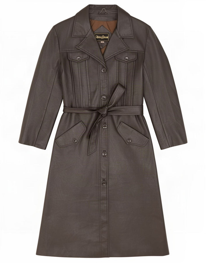 manteau en cuir femme vintage UK 12 Brun moyen