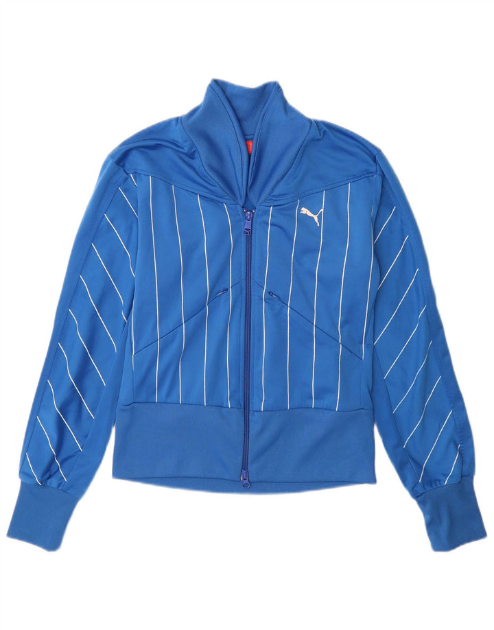 Puma Veste de survêtement graphique pour femme UK 10 Small Bleu à fines rayures