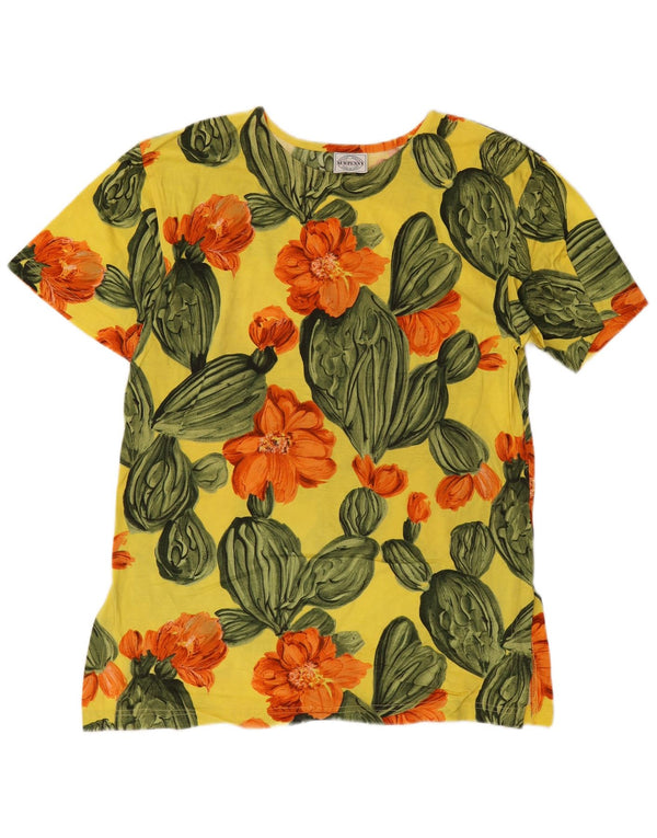 New Penny T-shirt graphique pour femme UK 44 en coton floral jaune moyen