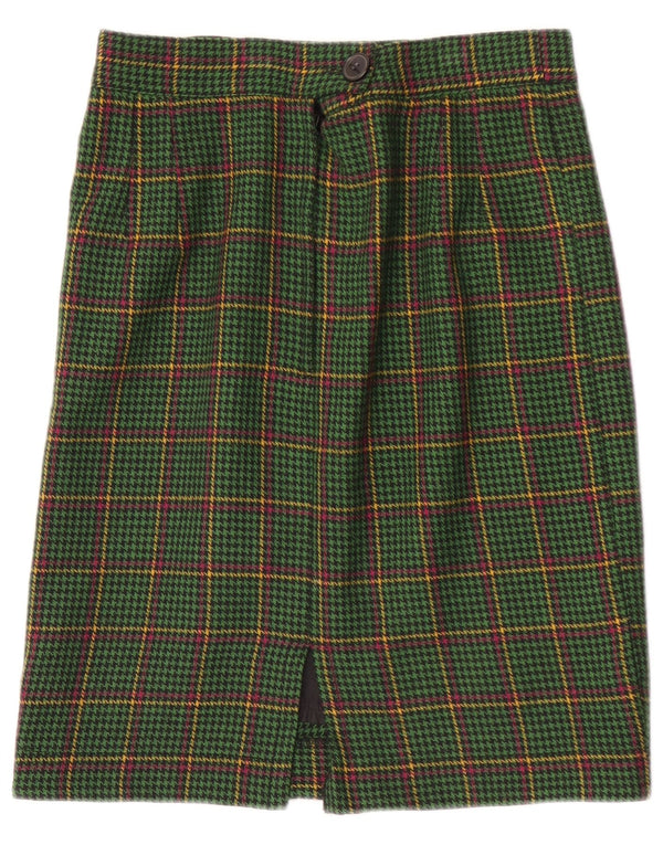 jupe droite vintage femme W28 pied-de-poule vert moyen