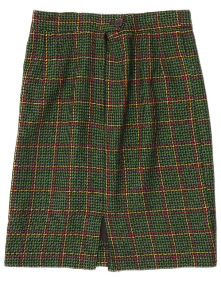 jupe droite vintage femme W28 pied-de-poule vert moyen