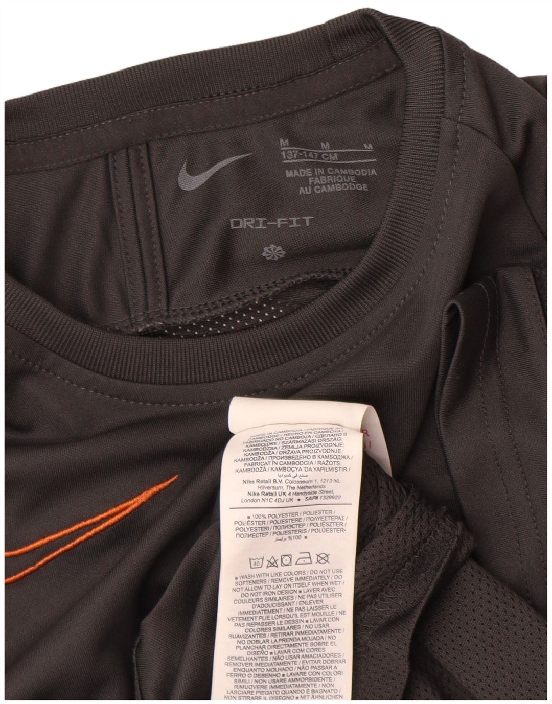 Nike Garçon Dri Fit T-Shirt Top 10-11 ans Gris Moyen Polyester