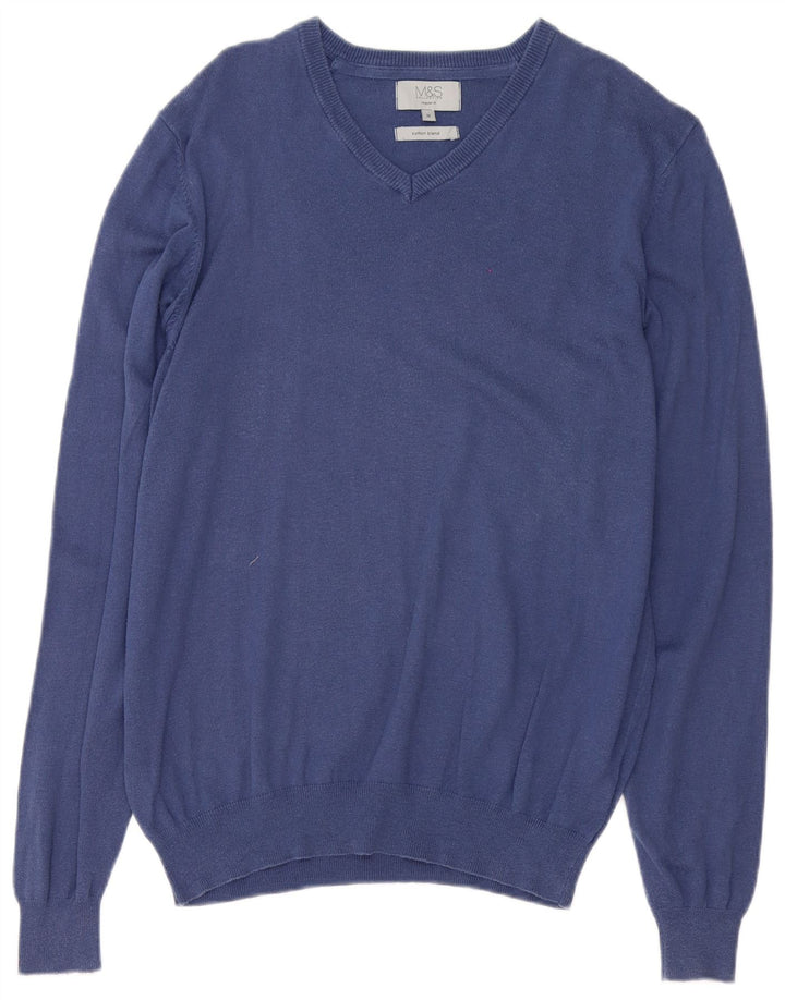 Marks & Spencer Pull Regular Fit Col V Homme Bleu Marine Moyen