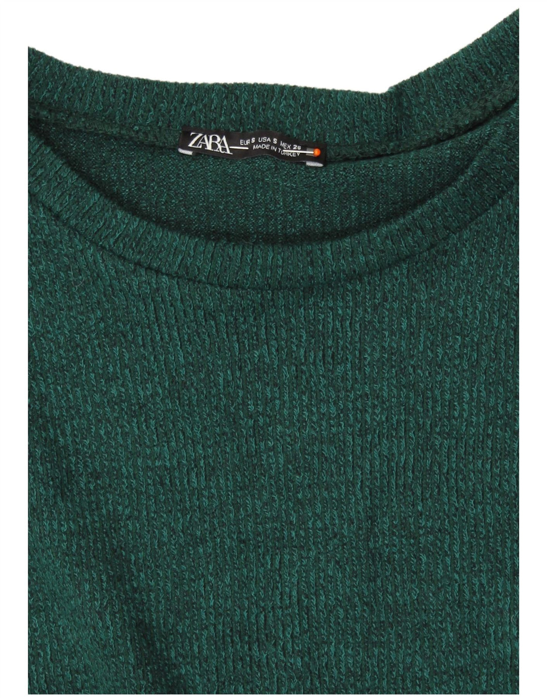 ZARA Femme Pull Col Bateau UK 10 Petit Vert