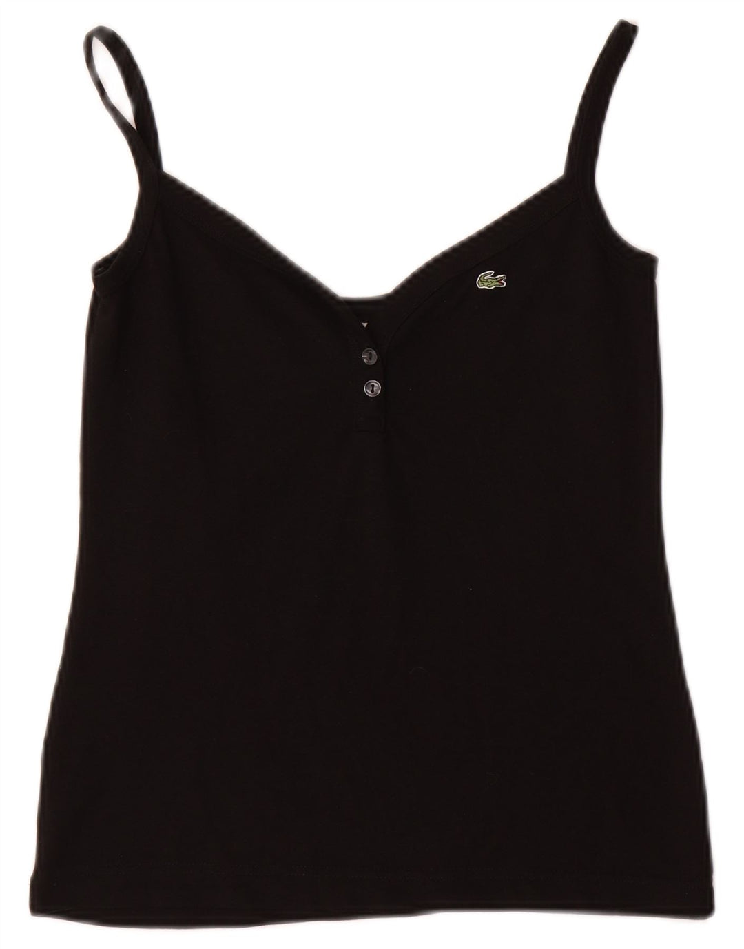 LACOSTE Womens Cami Top UK 8 Small Noir Coton