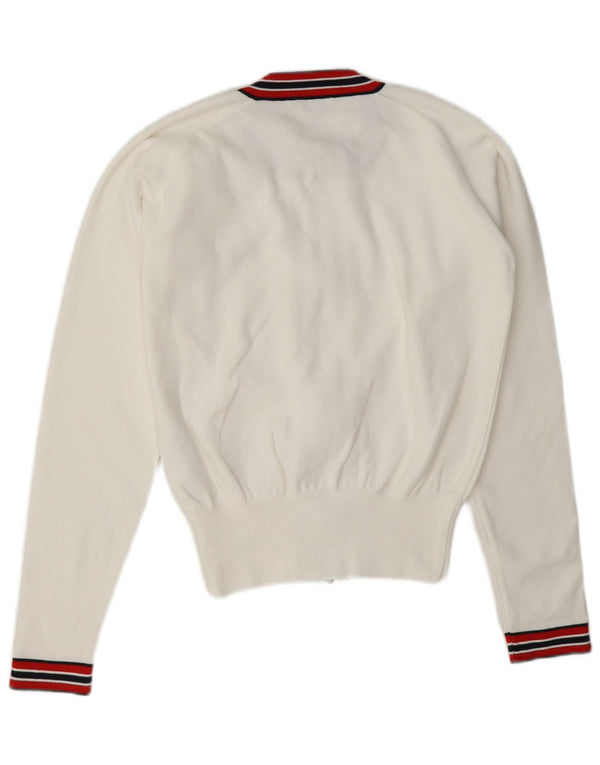 Chervo Cardigan court à fermeture éclair pour femme IT 46 Grand colorblock blanc