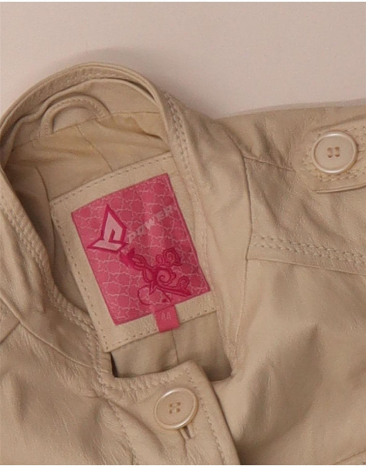 Veste en cuir militaire femme vintage IT 44 Cuir beige moyen