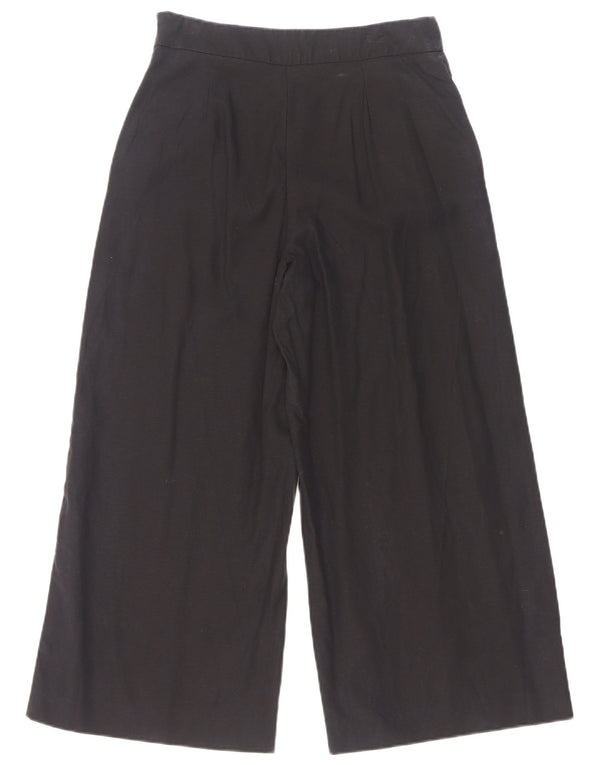 Zara Pantalon décontracté taille haute à jambe large pour femme XS W24 L26 Lyocell noir
