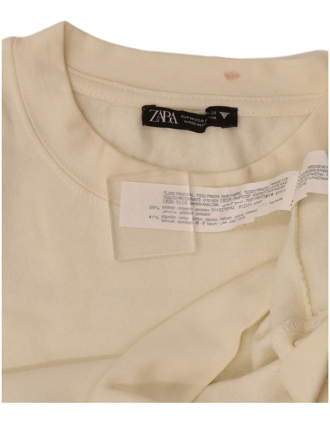 Zara Sweat-shirt pour femme UK 44 Medium Off White Polyester