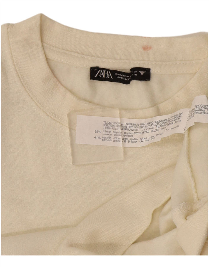 Zara Sweat-shirt pour femme UK 44 Medium Off White Polyester