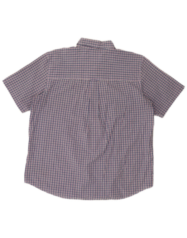 Chaps Chemise à manches courtes homme facile d'entretien XL bleu marine à carreaux en coton