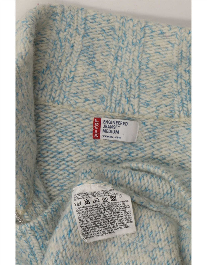 Levi's Pull Cardigan Engineered Femme UK 44 Bleu Moyen Laine Mouchetée