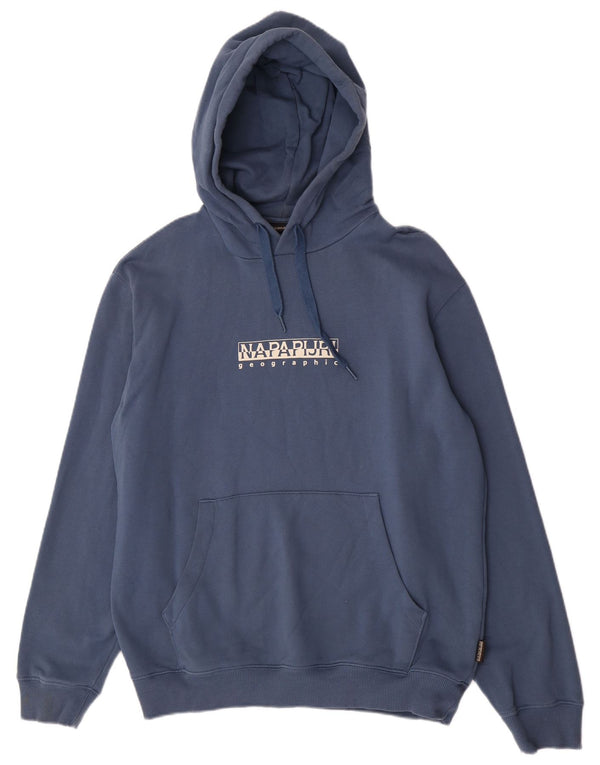 Napapijri Pull à capuche graphique géographique pour hommes, grand bleu, coton