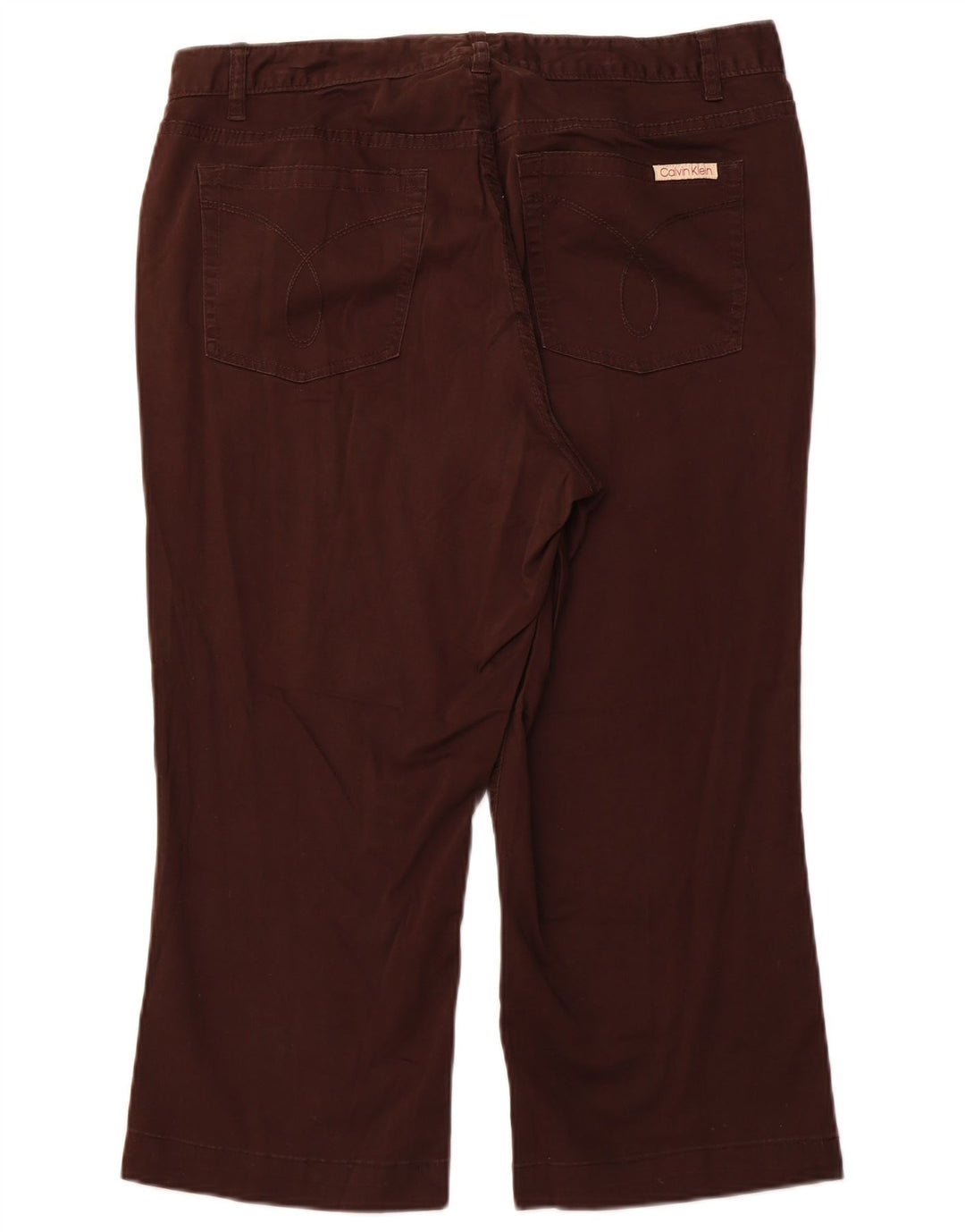 CALVIN KLEIN Pantalon Capri Droit Femme US 16 2XL W36 L22 Coton Marron