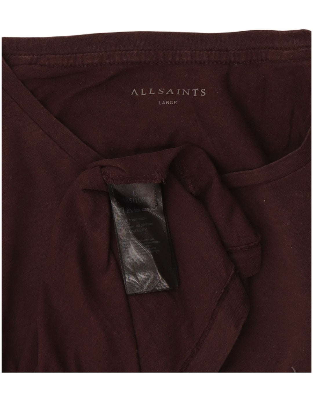 ALL SAINTS T-Shirt Homme Haut Large Bordeaux Coton