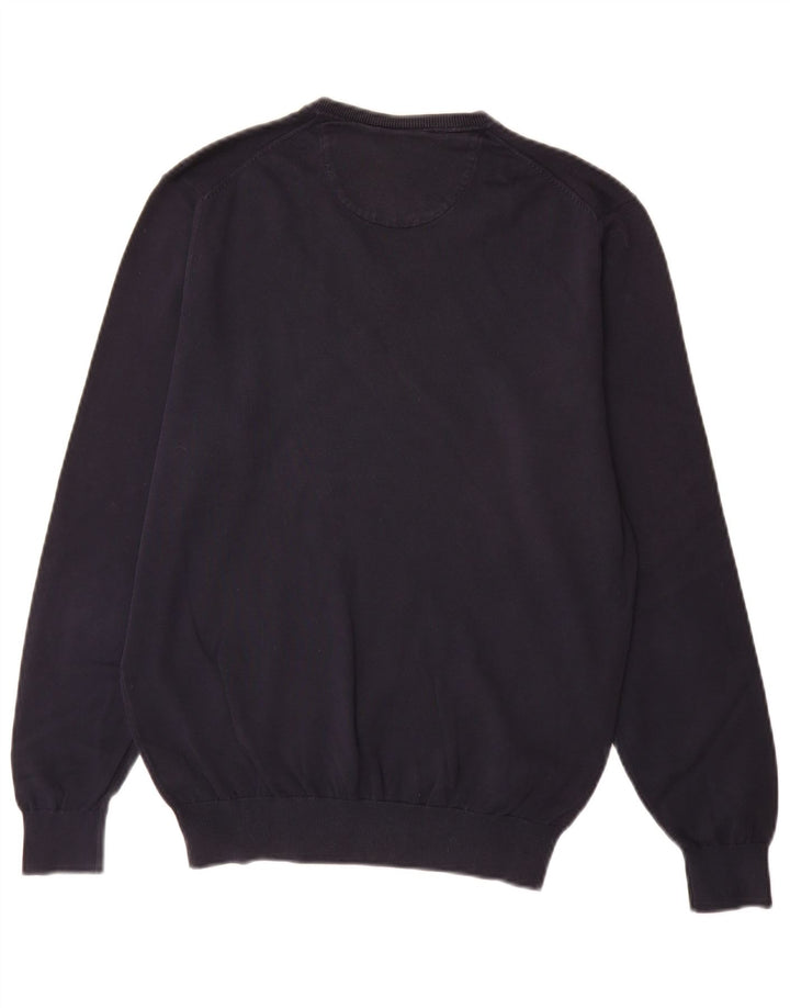 Zara Pull Col V Homme Bleu Marine Moyen Coton